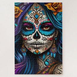 Farbenfrohe Hommage: Tag der Toten Makeup-Kunst Puzzle