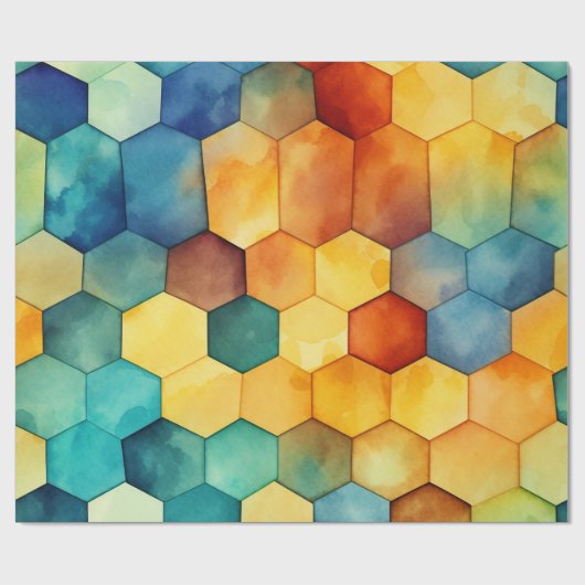 Farbenfrohe Honigwabe Geschenkpapier (Flach)