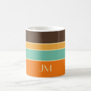 Farbenfrohe horizontale Retro-Stil Linien Kaffeetasse