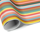 Farbenfrohe horizontale Retro-Streifen  Geschenkpapier (Rolleneckpunkt)