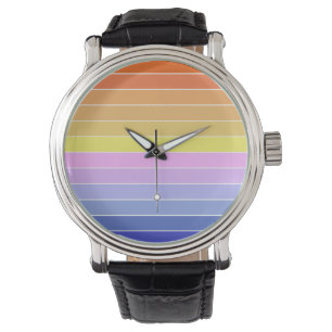 Farbenfrohe horizontale Streifen des Sonnenunterga Armbanduhr