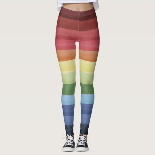 Farbenfrohe horizontale Streifen Leggings (Vorderseite)