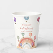 Farbenfrohe Hot Air Ballon Rainbow Baby Dusche Pappbecher (Rückseite)
