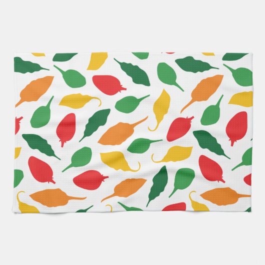 Farbenfrohe Hot Paprikaschoten Herd Garden Muster Geschirrtuch (Horizontal)