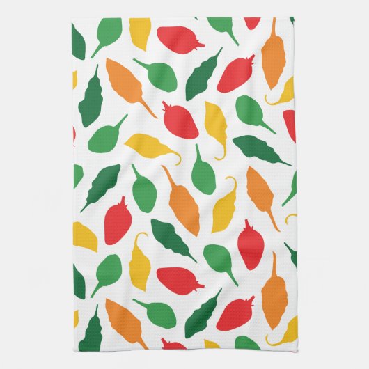 Farbenfrohe Hot Paprikaschoten Herd Garden Muster Geschirrtuch (Vertikal)