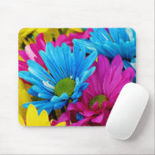Farbenfrohe Hot Pink Aquamarin Blue Gerber Blume Mousepad (Mit Mouse)