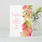 Farbenfrohe Hot Pink Pony farbenfrohe Babydusche Einladung (Stehend Vorderseite)