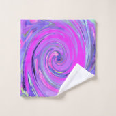 Farbenfrohe Hot Pink und Lila Boho Hippie Swirl Badhandtuch Set (Waschlappen)