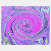 Farbenfrohe Hot Pink und Lila Boho Hippie Swirl Fleecedecke (Vorderseite (Horizontal))