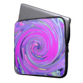Farbenfrohe Hot Pink und Lila Boho Hippie Swirl Laptopschutzhülle (Vorderseite Links)