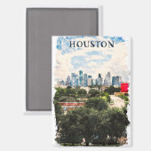 Farbenfrohe Houston Texas Reisen Wasserfarbe Magnet (Vorderseite/Rückseite)