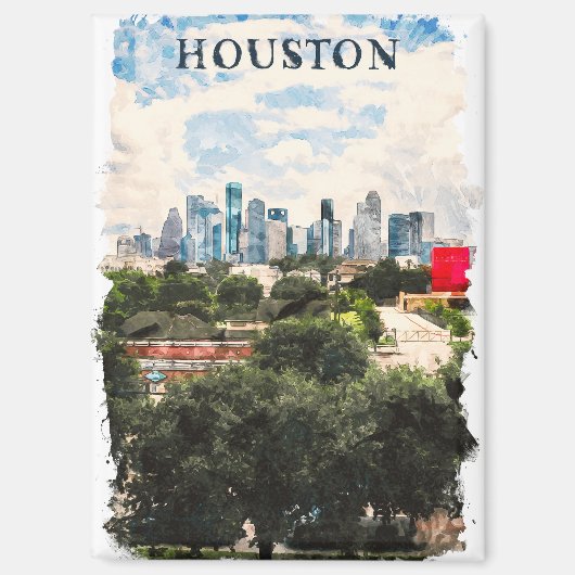 Farbenfrohe Houston Texas Reisen Wasserfarbe Magnet (Vorderseite)
