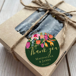 Farbenfrohe, Hübsch rosa orangefarbene tropische B Runder Aufkleber