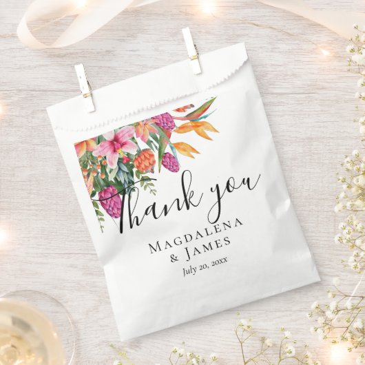 Farbenfrohe Hübsch rosa Orangefarbene tropische Bl Geschenktütchen (Ausgeschnitten)