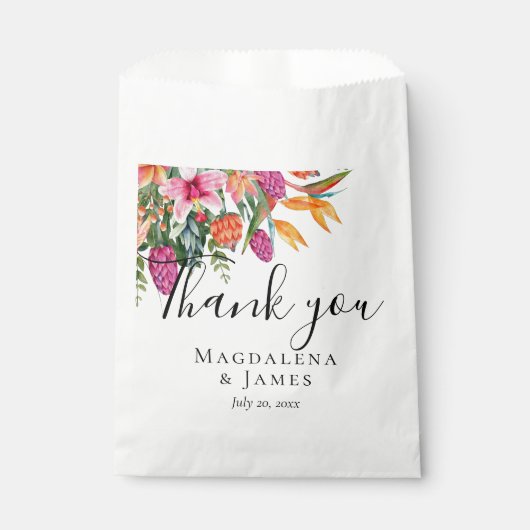 Farbenfrohe Hübsch rosa Orangefarbene tropische Bl Geschenktütchen (Vorderseite)