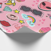 Farbenfrohe, hübsche Aufkleber Geschenkpapier (Ecke)