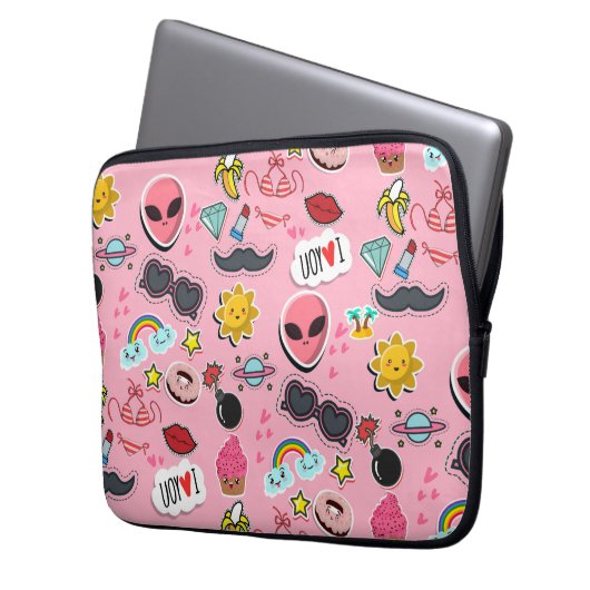 Farbenfrohe, hübsche Aufkleber Laptopschutzhülle (Vorderseite Links)