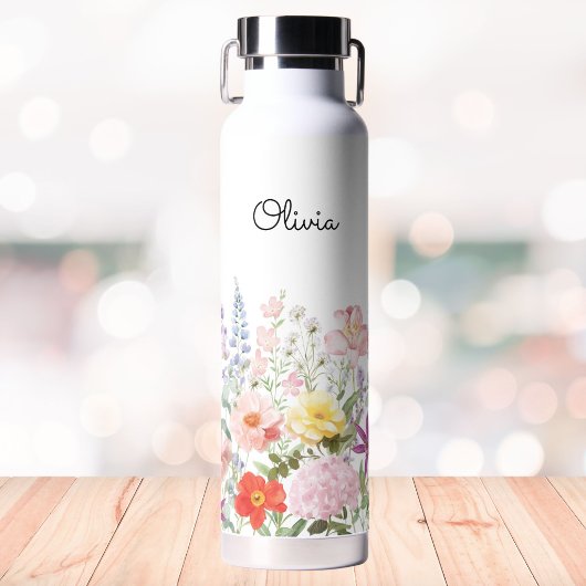 Farbenfrohe hübsche Blumen Blumengarten Personalis Trinkflasche