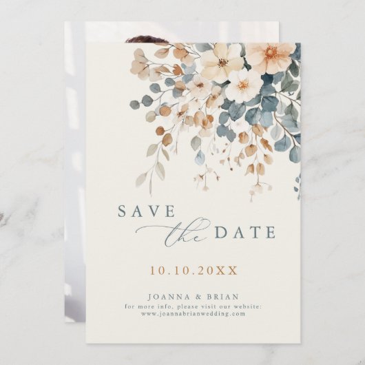 Farbenfrohe Hübsche FrühlingsWildblume Foto Save The Date (Vorne/Hinten)