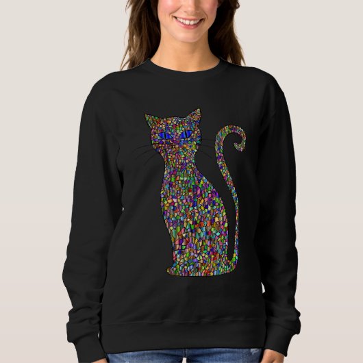 Farbenfrohe Hübsche Glaskatze Kätzchen Kätzchen Kä Sweatshirt (Vorderseite)