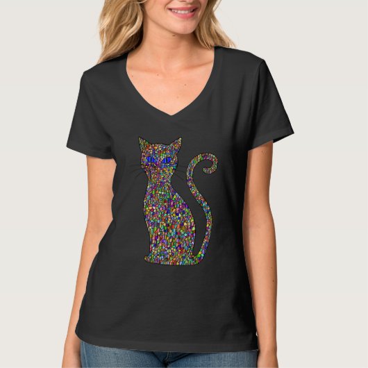 Farbenfrohe Hübsche Glaskatze Kätzchen Kätzchen Kä T-Shirt (Vorderseite)