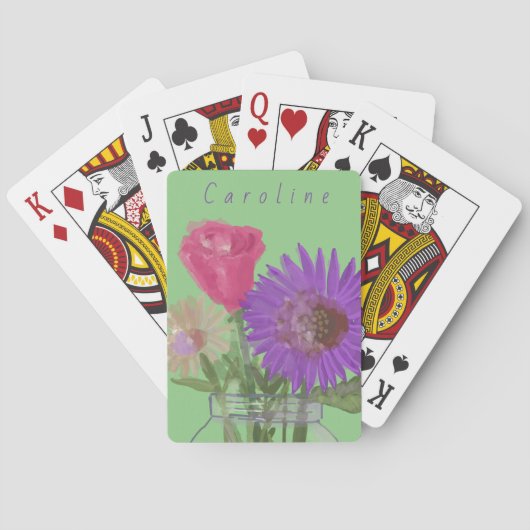 Farbenfrohe Hübsche glückliche Blume + Individuell Spielkarten (Rückseite)
