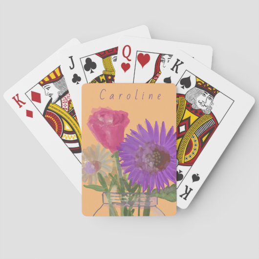 Farbenfrohe Hübsche glückliche Blume + Individuell Spielkarten (Rückseite)