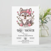 Farbenfrohe Hübsche Wolf Baby Dusche Einladung (Stehend Vorderseite)