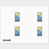 Farbenfrohe Hügel, Pflanze und Fox. Rechteckiger Aufkleber (Blatt)