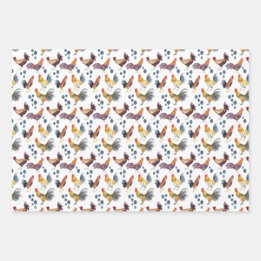 Farbenfrohe Hühner & Eier Geschenk für Wasserfarbe Geschenkpapier Set (Vorderseite 3)
