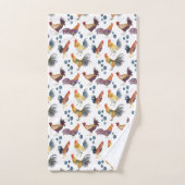 Farbenfrohe Hühner & Eier Wasserfarben Muster Badhandtuch Set (Handtuch)