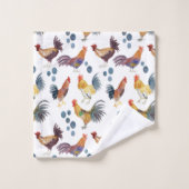 Farbenfrohe Hühner & Eier Wasserfarben Muster Badhandtuch Set (Waschlappen)