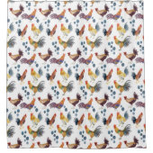 Farbenfrohe Hühner & Eier Wasserfarben Muster Duschvorhang (Vorderseite)