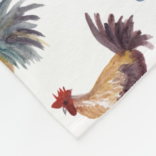 Farbenfrohe Hühner & Eier Wasserfarben Muster Fleecedecke (Ecke)