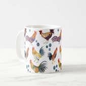 Farbenfrohe Hühner & Eier Wasserfarben Muster Kaffeetasse (Vorderseite Links)