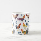 Farbenfrohe Hühner & Eier Wasserfarben Muster Kaffeetasse (Mittel)