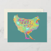 Farbenfrohe Hühner Niedlich Quirky Funny Farm Hind Postkarte (Vorne/Hinten)