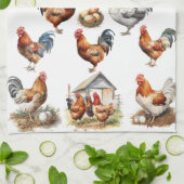 Farbenfrohe Hühner und Rooster-Oma Geschirrtuch (Gefaltet)