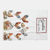 Farbenfrohe Hühner und Rooster-Oma Geschirrtuch (Horizontal)