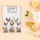 Farbenfrohe Hühner und Rooster-Oma Geschirrtuch