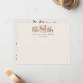 Farbenfrohe Hühnerflora Mitteilungskarte (Vorderseite/Rückseite Beispiel)