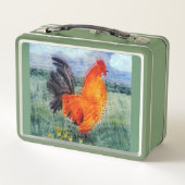 Farbenfrohe Hühnergewächse Metall Brotdose (Rückseite)