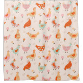 Farbenfrohe Hühnerhennen Niedliches Muster Duschvorhang (Vorderseite)