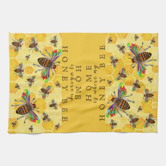 Farbenfrohe Hummelbiene Honey Bee 1/2 Falte Geschirrtuch (Horizontal)
