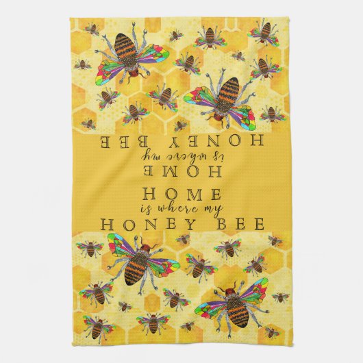 Farbenfrohe Hummelbiene Honey Bee 1/2 Falte Geschirrtuch (Vertikal)