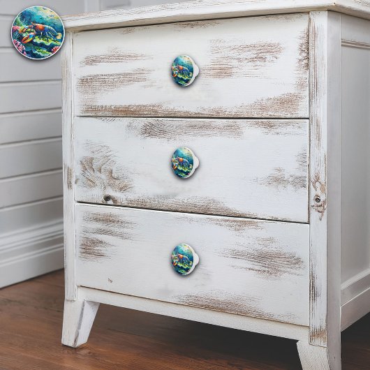 Farbenfrohe Hummer-Ozean-Szene Keramikknauf