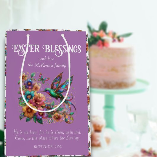 Farbenfrohe Hummingbird-Blume Lila Christlich Mittlere Geschenktüte