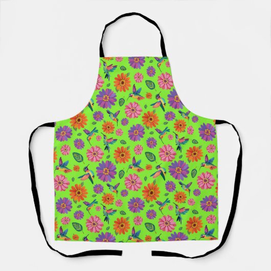 Farbenfrohe Hummingbird Blumengarten Muster Schürze (Vorderseite)