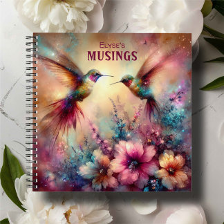 Farbenfrohe Hummingbird Flower Garden Custom Journ Notizblock