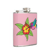 Farbenfrohe Hummingbird im Hibiskus Tropische Blum Flachmann (Rechts)